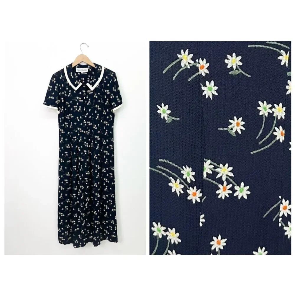 Sara Campbell Vintage Talbots Women’s All Over Floral Button Front Collared Maxi